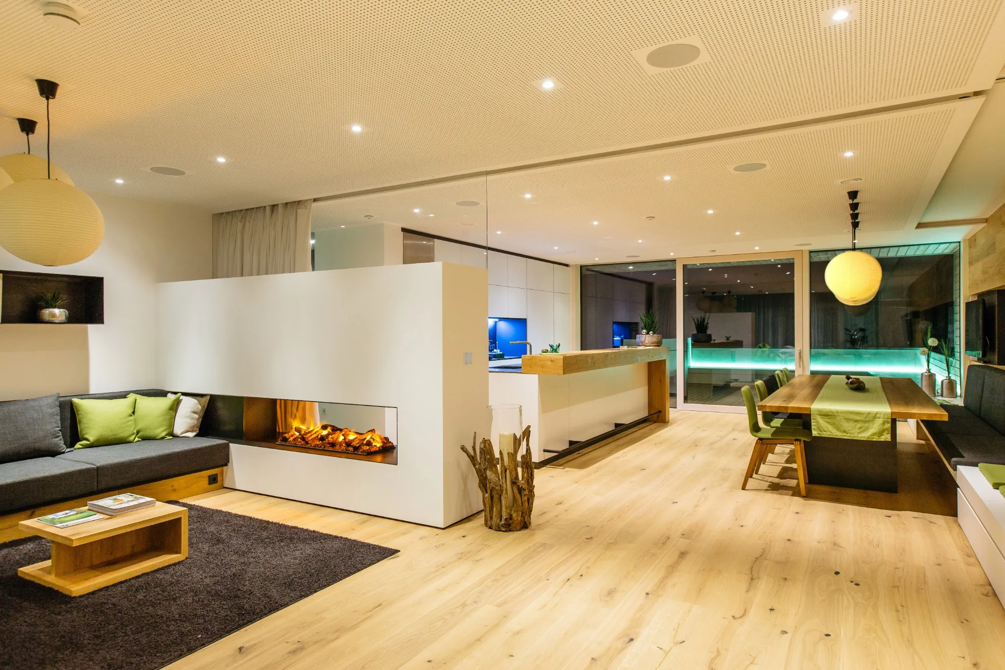 Modern living space featuring intelligent lighting and automation in North Georgia